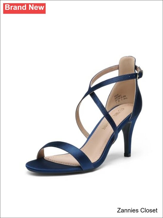 Shoes - ✨DREAM PAIRS Women's Strappy Stiletto Heeled Dress Sandals Satin Faux Leather